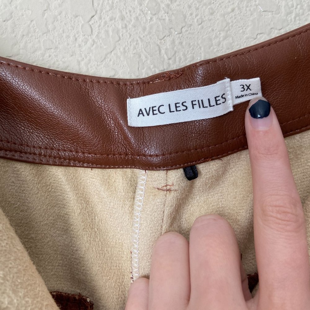 Anthropologie 3X Avec Les Filles Davina Faux Leather Culottes Shorts - Picture 4 of 8